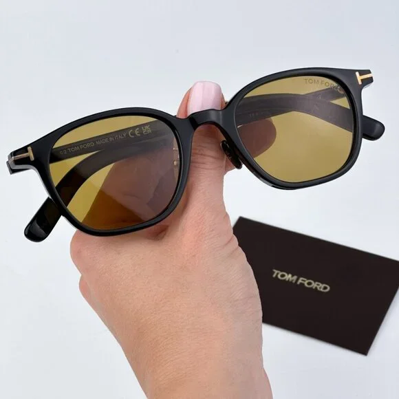 Tom Ford FT0978-D/S Eco 01E BRAND NEW Sunglasses Black Light Brown Square Unisex